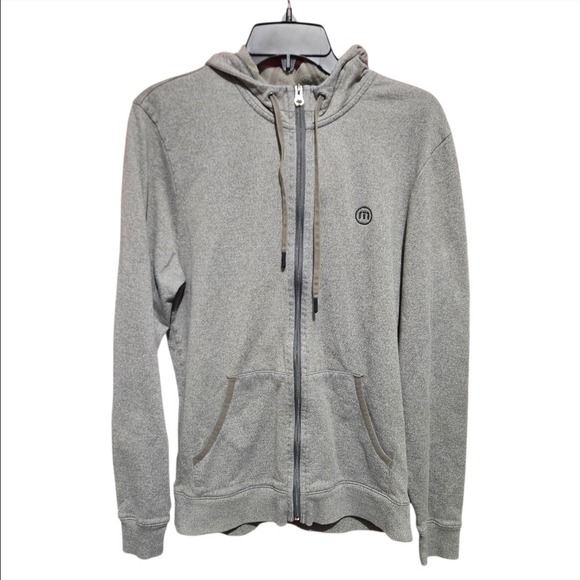 Travis Mathew Men's Heather Gray Zip Up Hoodie Sweatshirt Medium Golf Casual - Picture 2 of 10